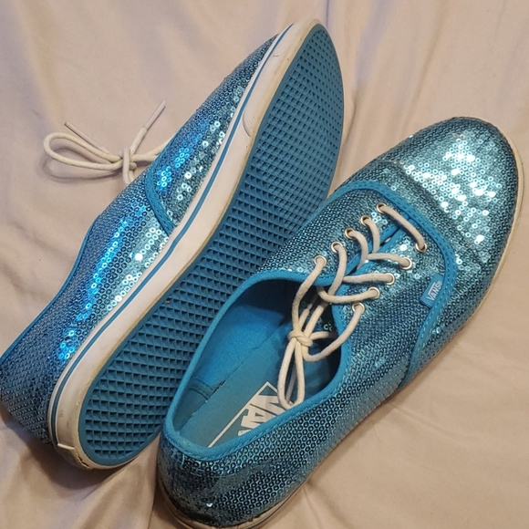 Sparkling Light blue Sequin Vans - Sz 10.5 - Picture 3 of 7